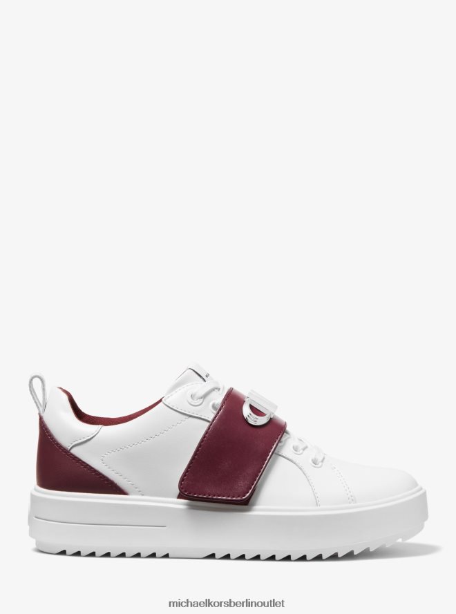 Schuhe de Michael Kors Frauen Emmett zweifarbiger Ledersneaker mit Logoverzierung Merlot 404V221798