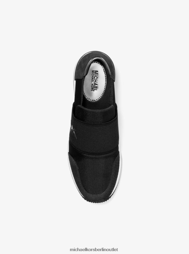 Schuhe de Michael Kors Frauen Felix-Sneaker aus Canvas und Nubukleder mit Schlangenprägung Schwarz 404V221811