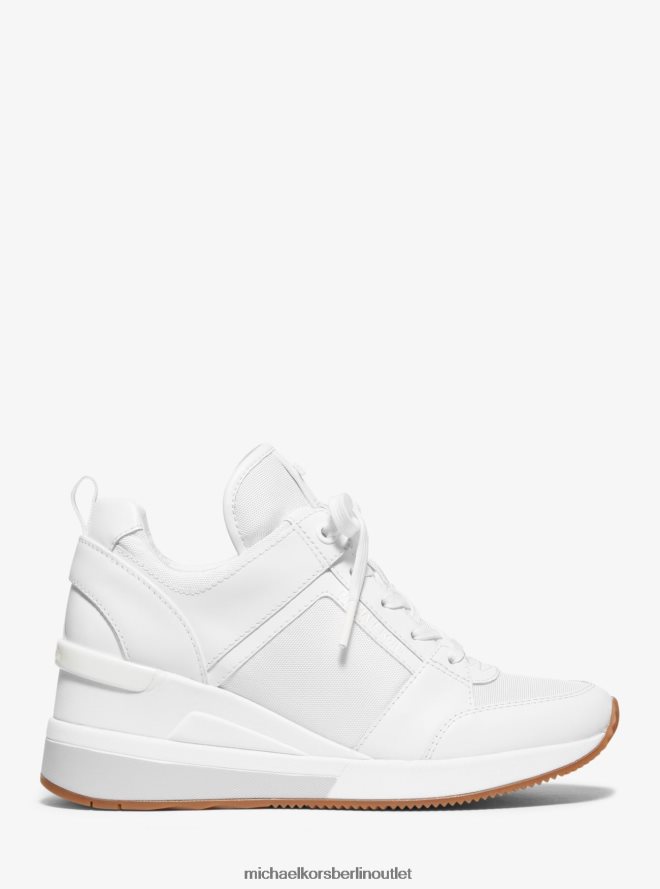 Schuhe de Michael Kors Frauen Georgia-Sneaker aus Leder und Canvas Optik weiß 404V221785