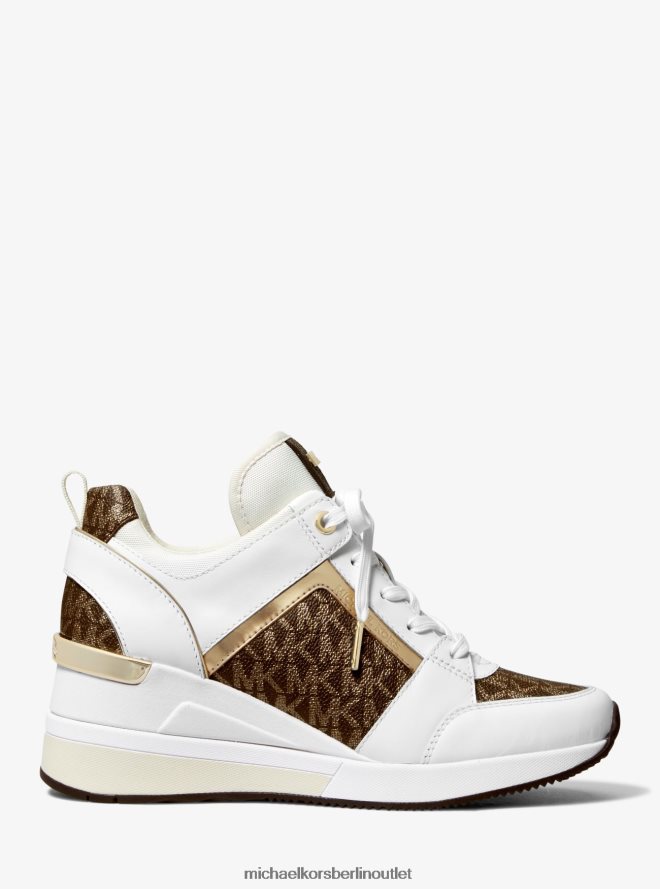 Schuhe de Michael Kors Frauen Georgia-Sneaker aus Metallic-Logo und Leder opwht multi 404V221761