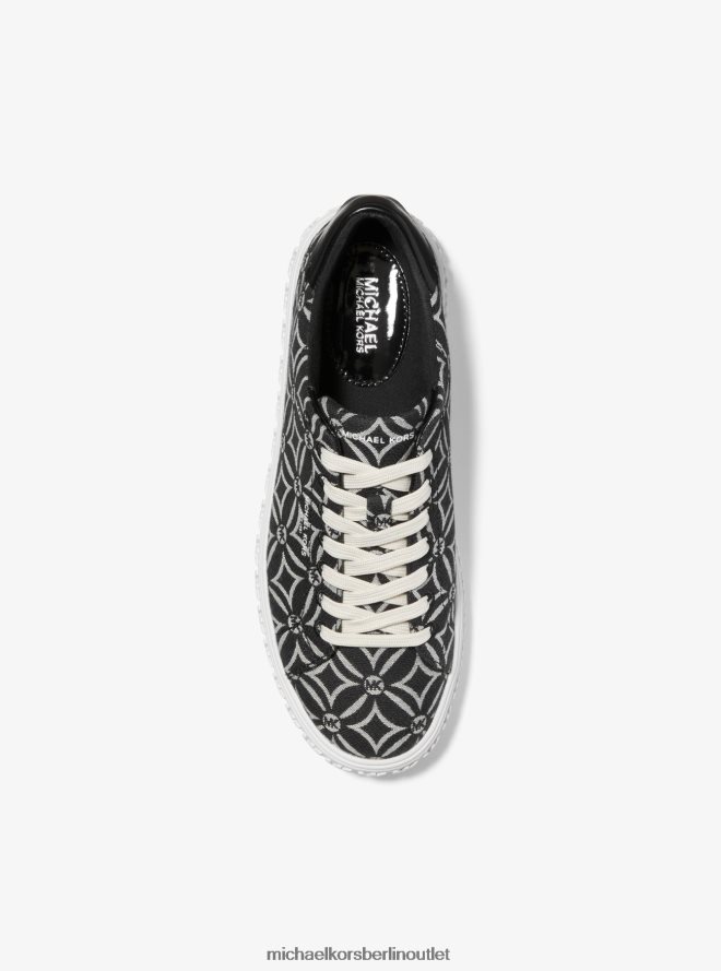 Schuhe de Michael Kors Frauen Jacquard-Sneaker mit Grove-Logo schwarz/hellcreme 404V221804