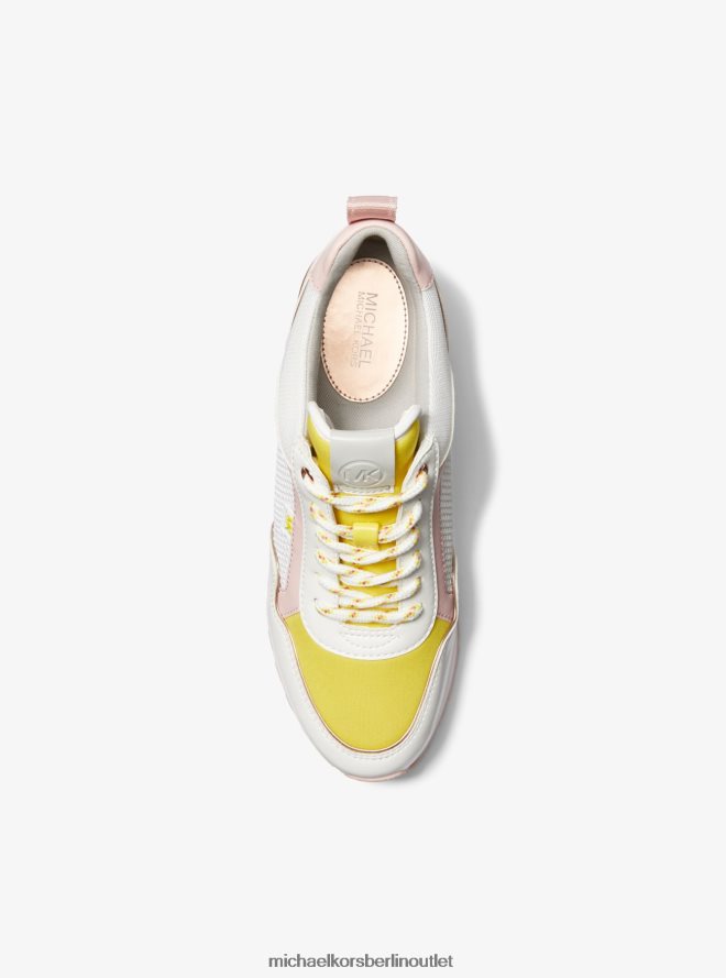 Schuhe de Michael Kors Frauen Maddy-Farbblock-Mixed-Media-Sneaker Optik weiß 404V221728