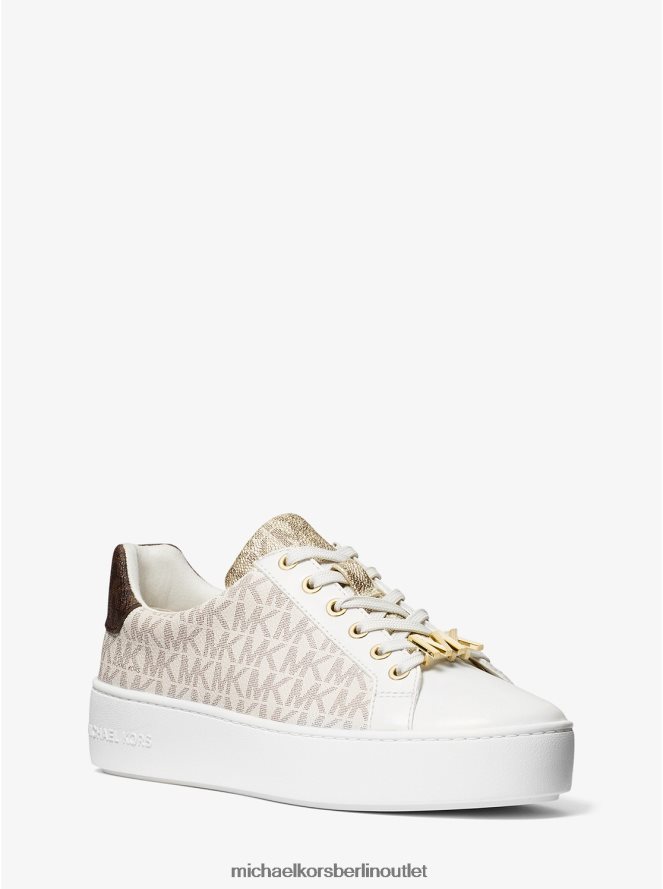 Schuhe de Michael Kors Frauen Mohnfarbener Logo-Sneaker im Farbblockdesign Vanille 404V221815