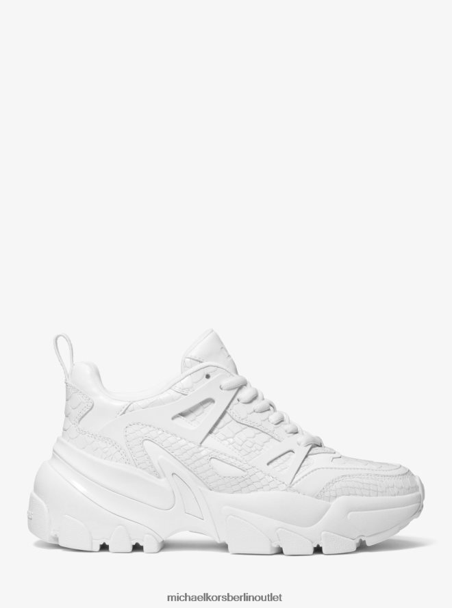 Schuhe de Michael Kors Frauen Nick-Sneaker aus Leder mit Schlangenprägung Optik weiß 404V221762