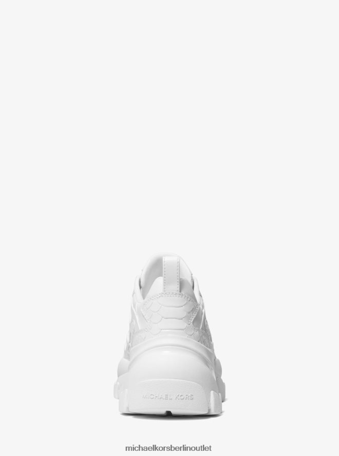 Schuhe de Michael Kors Frauen Nick-Sneaker aus Leder mit Schlangenprägung Optik weiß 404V221762