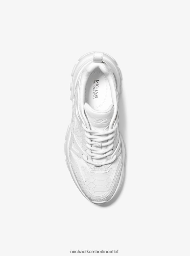 Schuhe de Michael Kors Frauen Nick-Sneaker aus Leder mit Schlangenprägung Optik weiß 404V221762