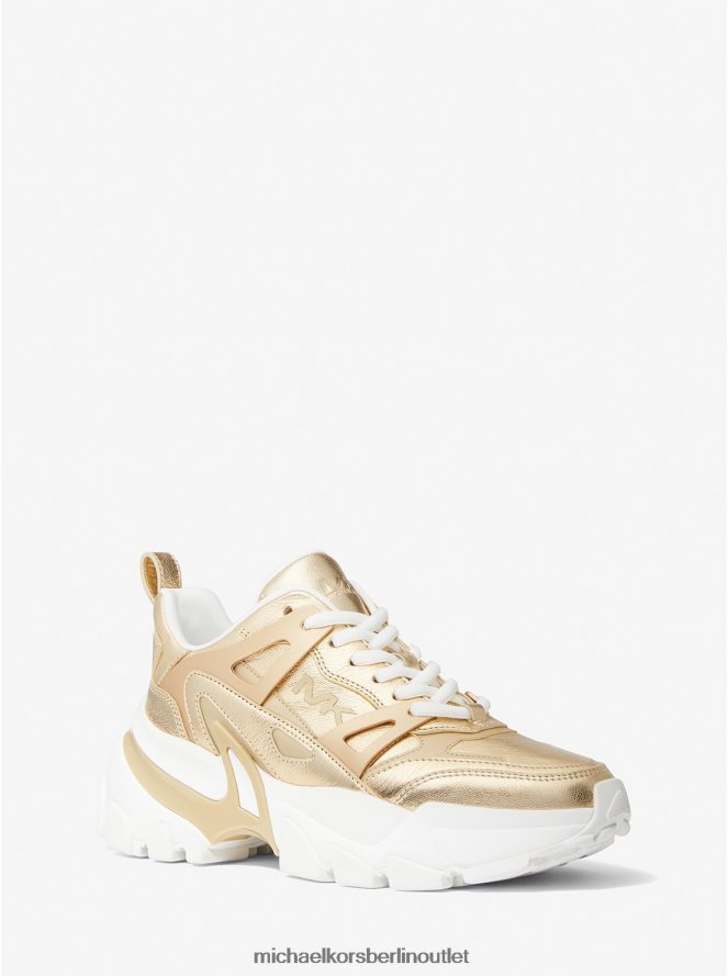 Schuhe de Michael Kors Frauen Nick-Sneaker aus Metallic-Leder Weißgold 404V221764