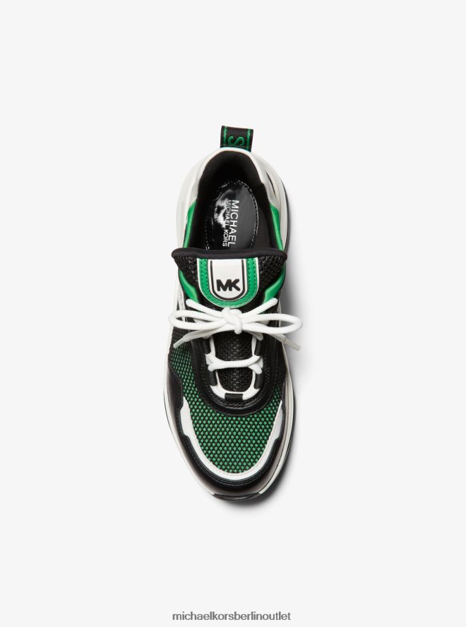 Schuhe de Michael Kors Frauen Olympia Extreme Leder- und Scuba-Trainer Palmenmulti 404V221765