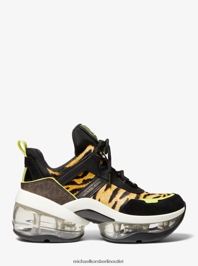 Schuhe de Michael Kors Frauen Olympia Extreme Mixed-Media-Trainer Schwarz 404V221731