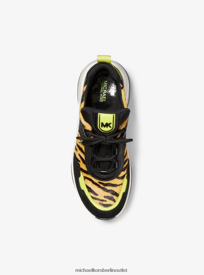 Schuhe de Michael Kors Frauen Olympia Extreme Mixed-Media-Trainer Schwarz 404V221731