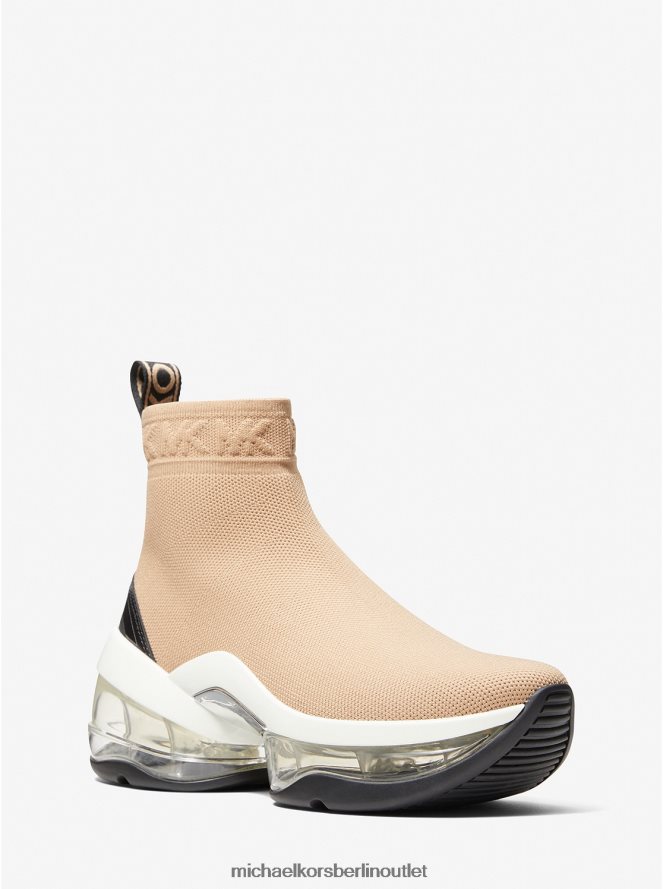 Schuhe de Michael Kors Frauen Olympia-Sneaker aus extrem elastischem Stricksocken Kamelkombination 404V221745