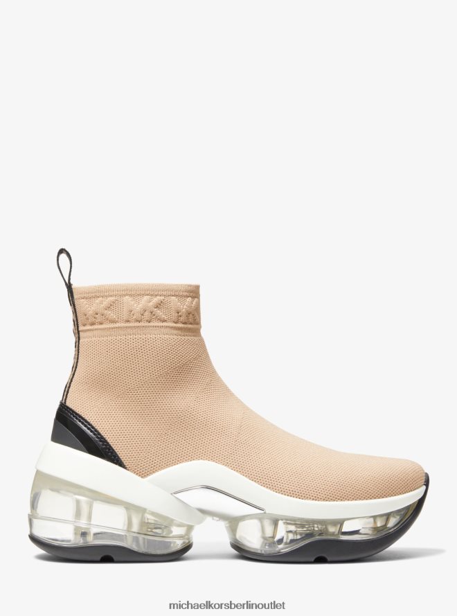 Schuhe de Michael Kors Frauen Olympia-Sneaker aus extrem elastischem Stricksocken Kamelkombination 404V221745