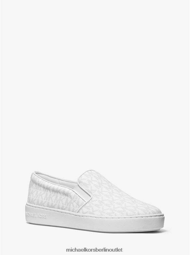 Schuhe de Michael Kors Frauen Slip-On-Sneaker mit Keaton-Logo helles Weiß 404V221767