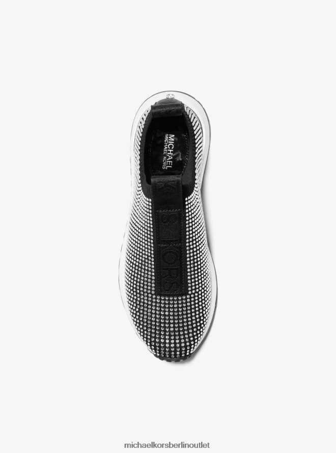 Schuhe de Michael Kors Frauen Slip-on-Sneaker aus Stretch-Strick mit Bodie-Verzierung Schwarz 404V221718