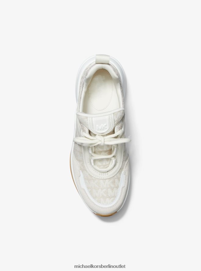 Schuhe de Michael Kors Frauen Sneaker aus Jacquard mit Olympia-Logo und glitzerndem Kettennetz natürliche Kombination 404V221753