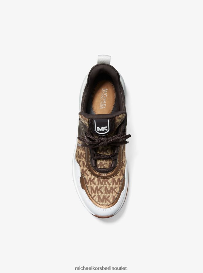 Schuhe de Michael Kors Frauen Sneaker mit Olympia-Logo aus Jacquard und Metallic-Leder Beige/Ebenholz/Braun 404V221773