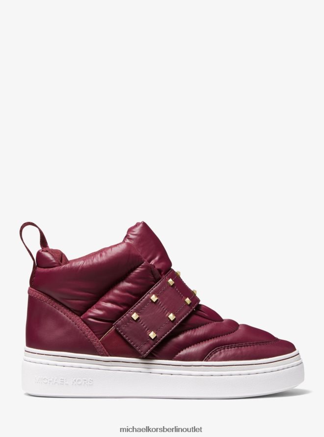 Schuhe de Michael Kors Frauen Stirling High-Top-Sneaker aus gestepptem, recyceltem Polyester mit Verzierung dunkle Beere 404V221813