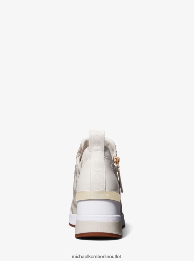 Schuhe de Michael Kors Frauen Willis-Logo-Stretch-Strick-Sneaker Weißgold 404V221708