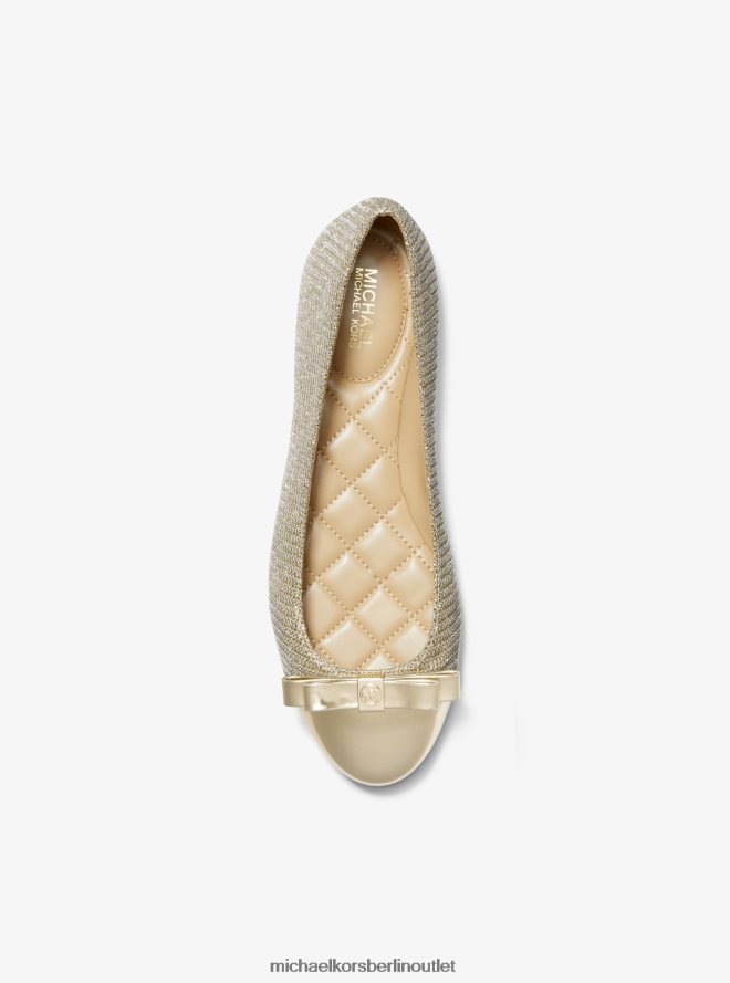 Schuhe de Michael Kors Frauen Andrea Glitzer-Ballerinas mit Kette und Netzstoff Weißgold 404V222247