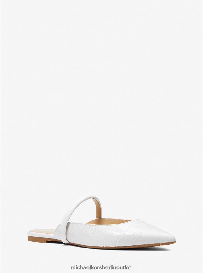 Schuhe de Michael Kors Frauen Jessa Flex-Pantoletten aus Leder mit Krokodilprägung Optik weiß 404V222255