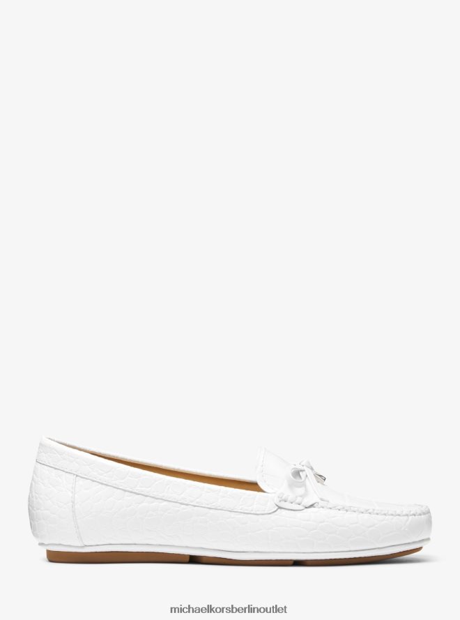 Schuhe de Michael Kors Frauen Juliette-Loafer aus Kunstleder mit Krokodilprägung Optik weiß 404V222233