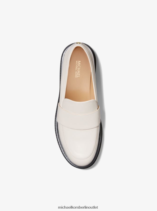 Schuhe de Michael Kors Frauen Parker-Leder-Loafer Es ist Sahne 404V222243