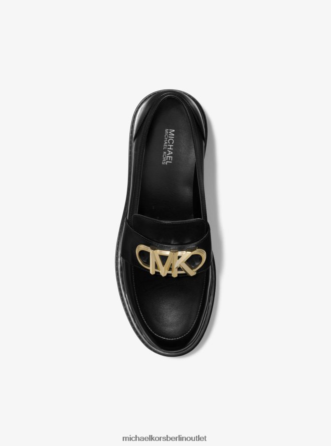 Schuhe de Michael Kors Frauen Parker-Leder-Loafer Schwarz 404V222239