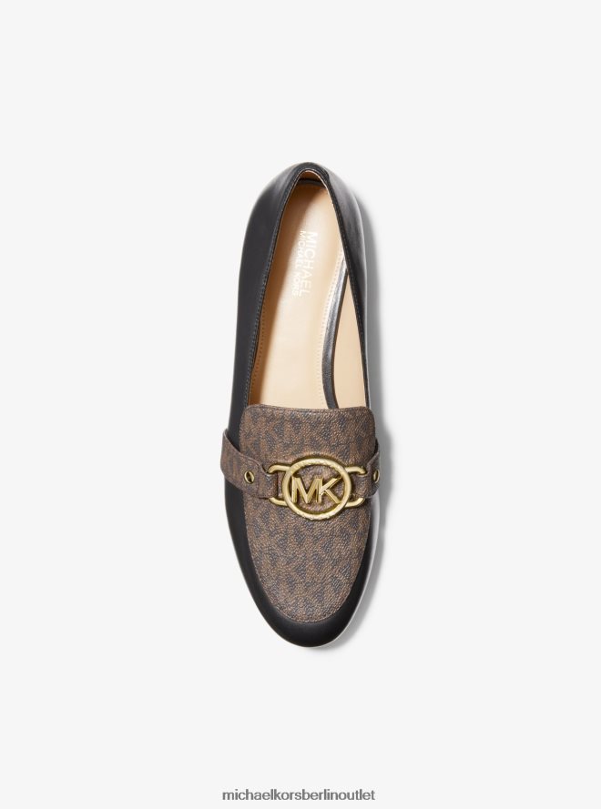 Schuhe de Michael Kors Frauen Rory-Loafer aus Leder und Logo schwarz/braun 404V222252