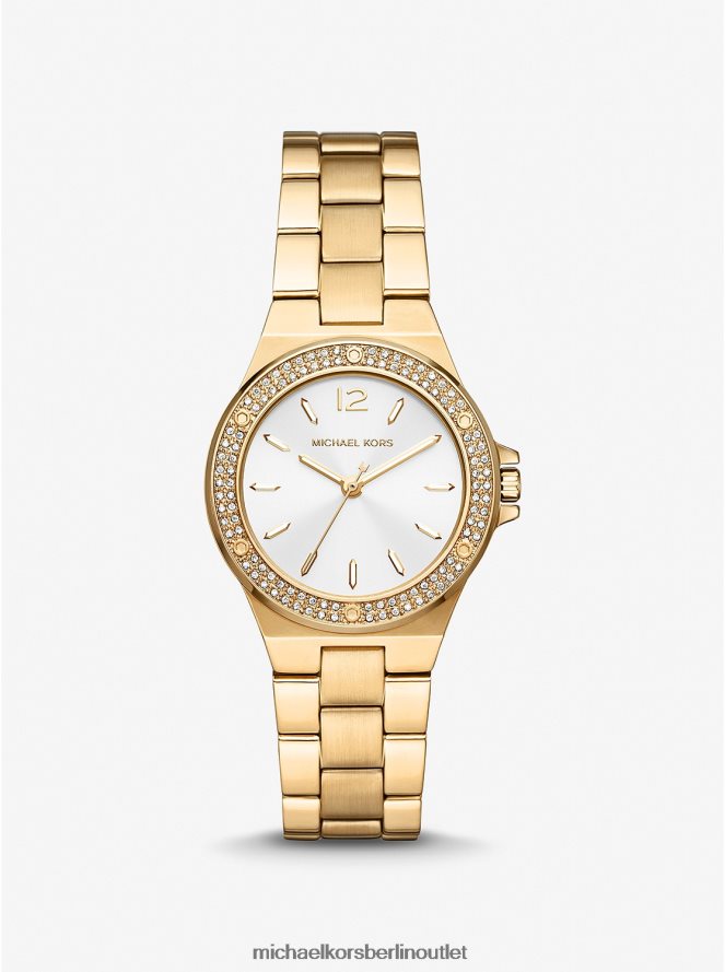 Zubehör de Michael Kors Frauen Goldfarbene Mini-Lennox-Pavé-Armbanduhr Gold 404V222393