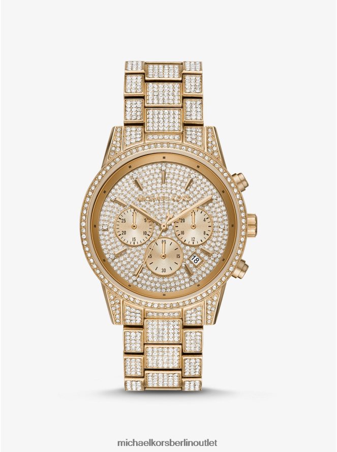 Zubehör de Michael Kors Frauen Ritz Pavé-goldfarbene Uhr Gold 404V222402