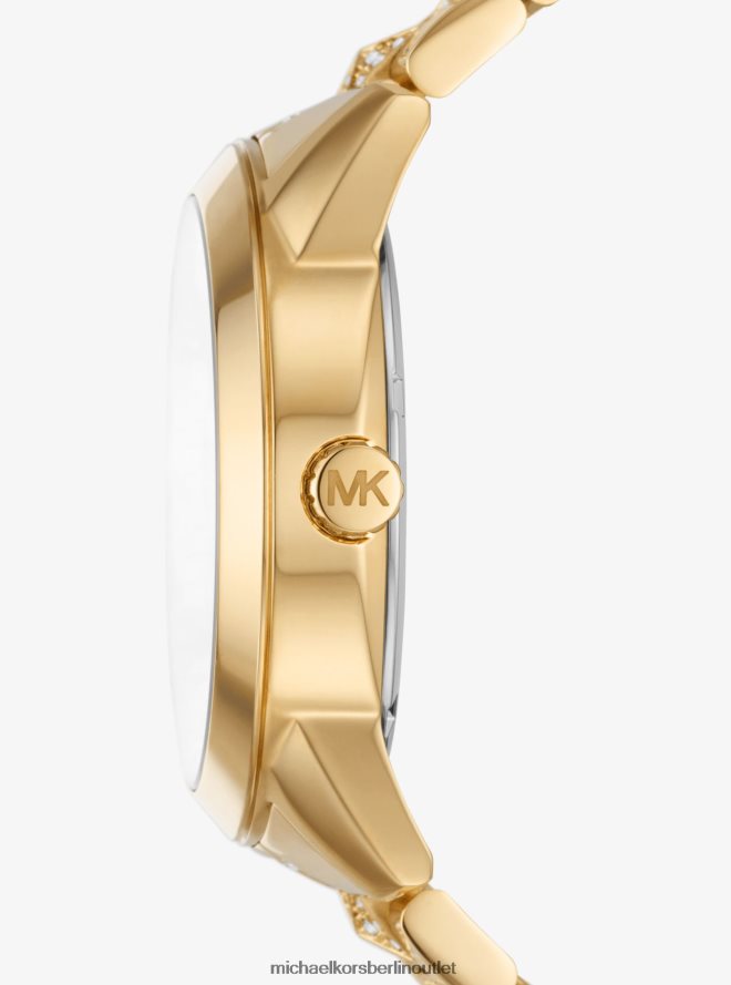 Zubehör de Michael Kors Frauen Übergroße goldfarbene Bryn Pave-Armbanduhr Gold 404V222396