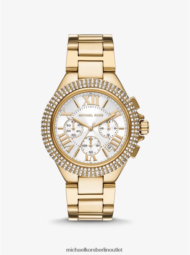 Zubehör de Michael Kors Frauen Übergroße, goldfarbene Camille-Pavé-Uhr Gold 404V222392