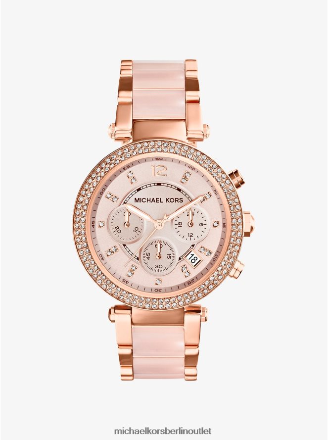 Zubehör de Michael Kors Frauen Parker-Armbanduhr aus roségoldfarbenem, errötendem Acetat Roségold 404V222383