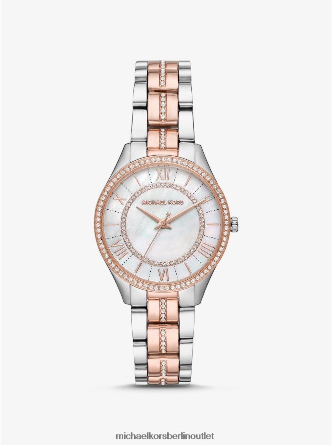 Zubehör de Michael Kors Frauen Zweifarbige Mini-Lauryn-Pavé-Armbanduhr zweifarbig 404V222370
