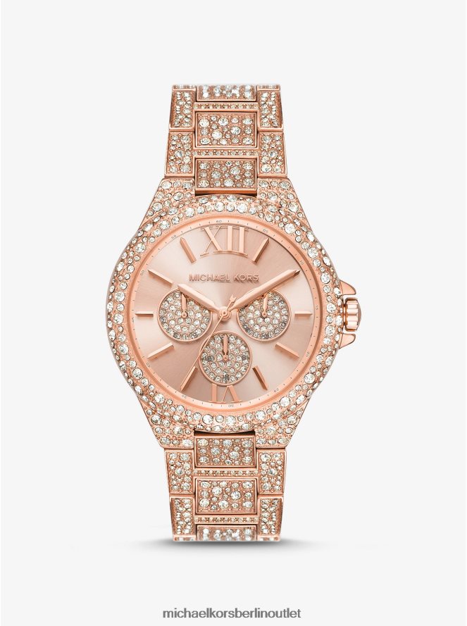 Zubehör de Michael Kors Frauen Übergroße Camille Pavé-Armbanduhr in Roségold Roségold 404V222362