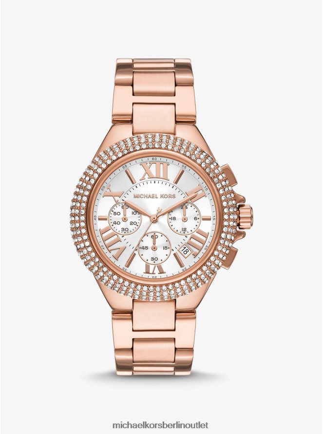 Zubehör de Michael Kors Frauen Übergroße Camille Pavé-Armbanduhr in Roségold Roségold 404V222366