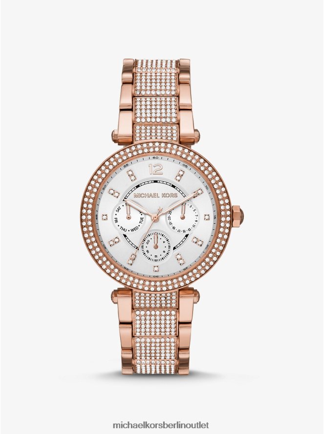 Zubehör de Michael Kors Frauen Übergroße Parker Pavé-Armbanduhr in Roségold Roségold 404V222378