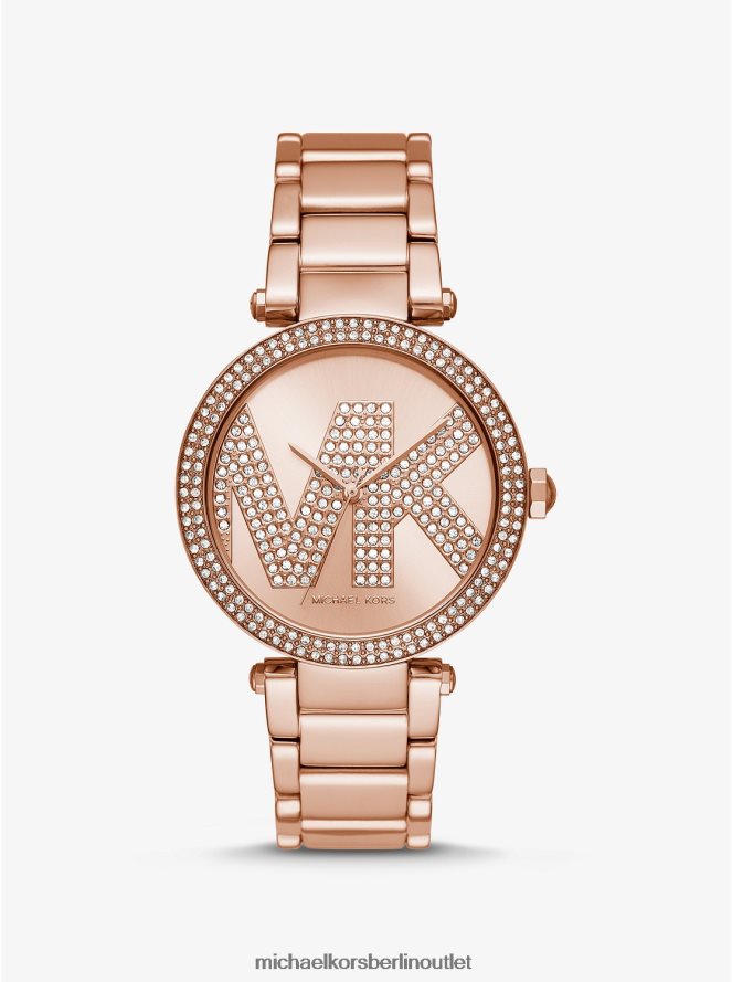 Zubehör de Michael Kors Frauen Übergroße, roségoldfarbene Uhr mit Pavé-Logo Roségold 404V222374