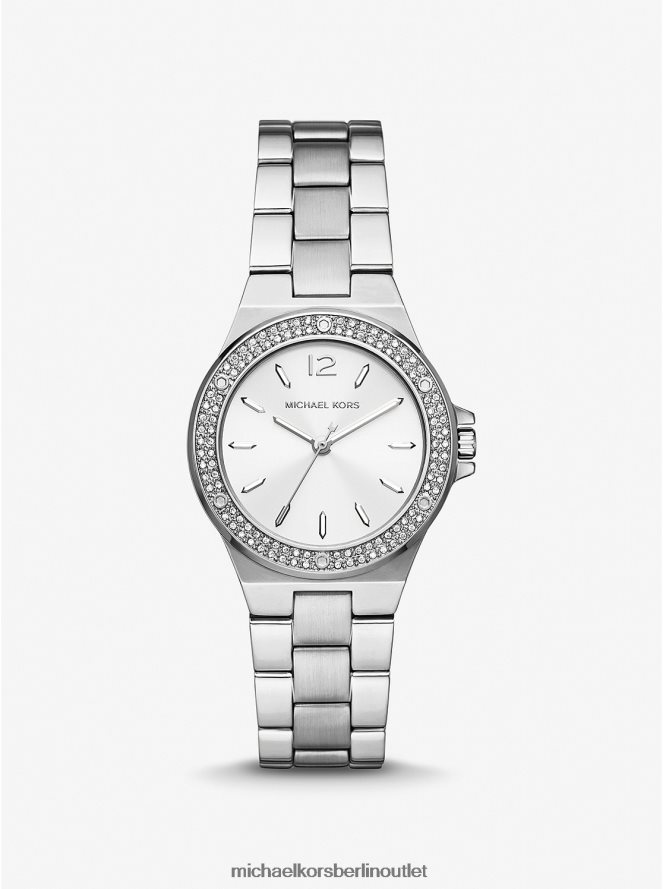 Zubehör de Michael Kors Frauen Silberfarbene Mini-Lennox-Pavé-Armbanduhr Silber 404V222412