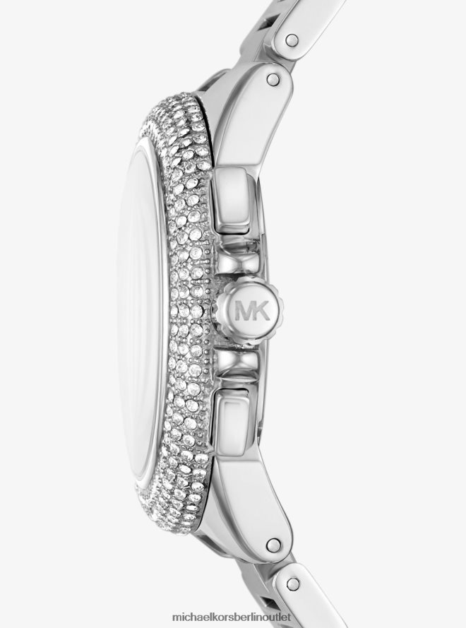 Zubehör de Michael Kors Frauen Übergroße, silberfarbene Camille-Pave-Armbanduhr Silber 404V222411