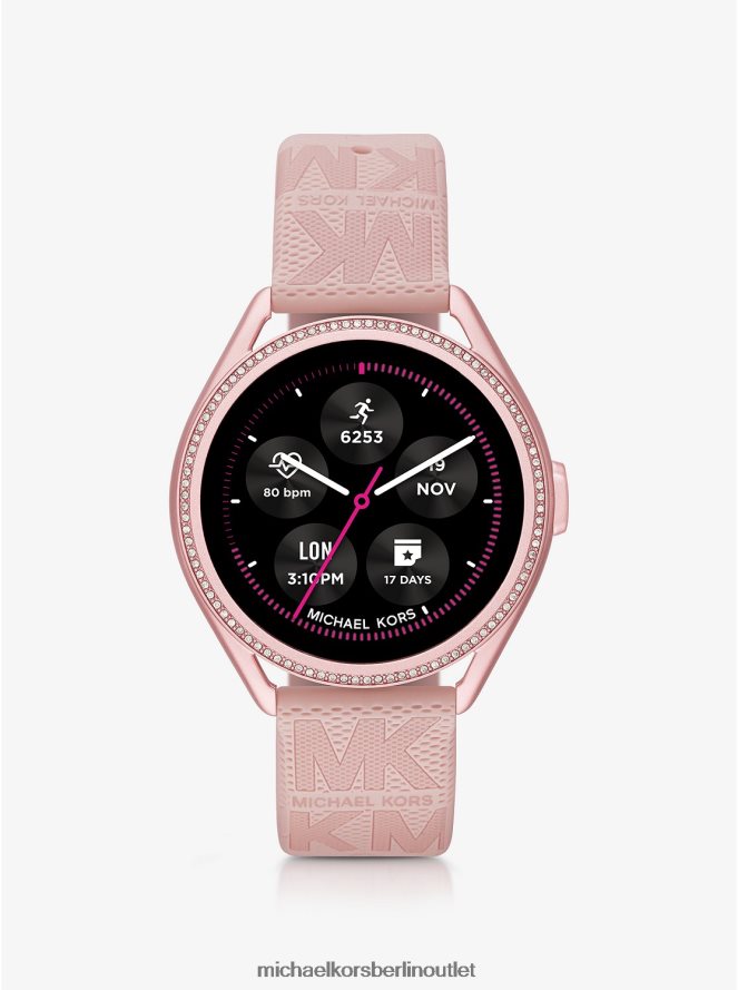 Zubehör de Michael Kors Frauen Access Gen 5e MKGO Pinkfarbene und Logo-Gummi-Smartwatch Rosa 404V222363