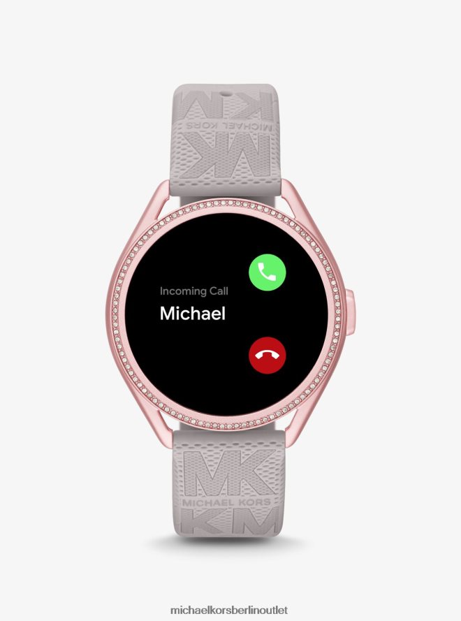 Zubehör de Michael Kors Frauen Access Gen 5e MKGO Pinkfarbene und Logo-Gummi-Smartwatch grau 404V222360