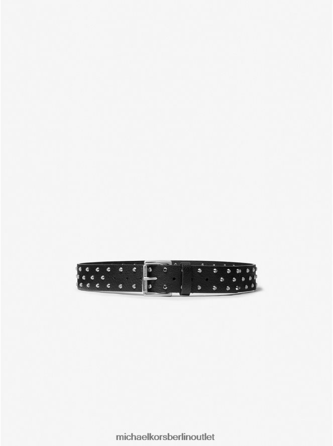 Zubehör de Michael Kors Frauen Boyfriend-Gürtel aus Kunstleder mit Nieten Schwarz 404V222707