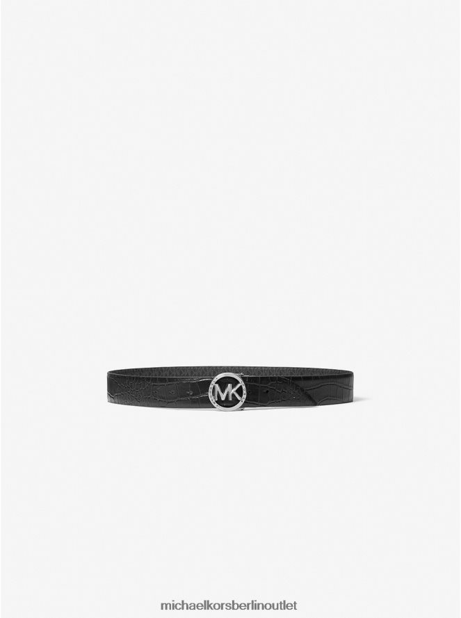 Zubehör de Michael Kors Frauen Wendegürtel mit Logo und Krokodilprägung Schwarz 404V222705