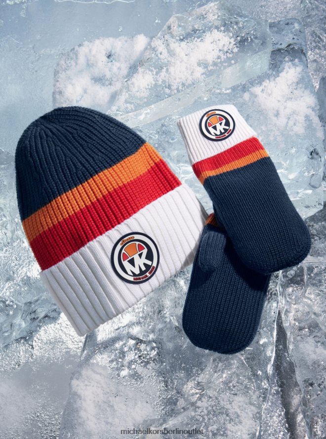 Zubehör de Michael Kors Frauen mk x ellesse gerippte Fäustlinge aus Merinowollmischung Kleid-Blues 404V222742