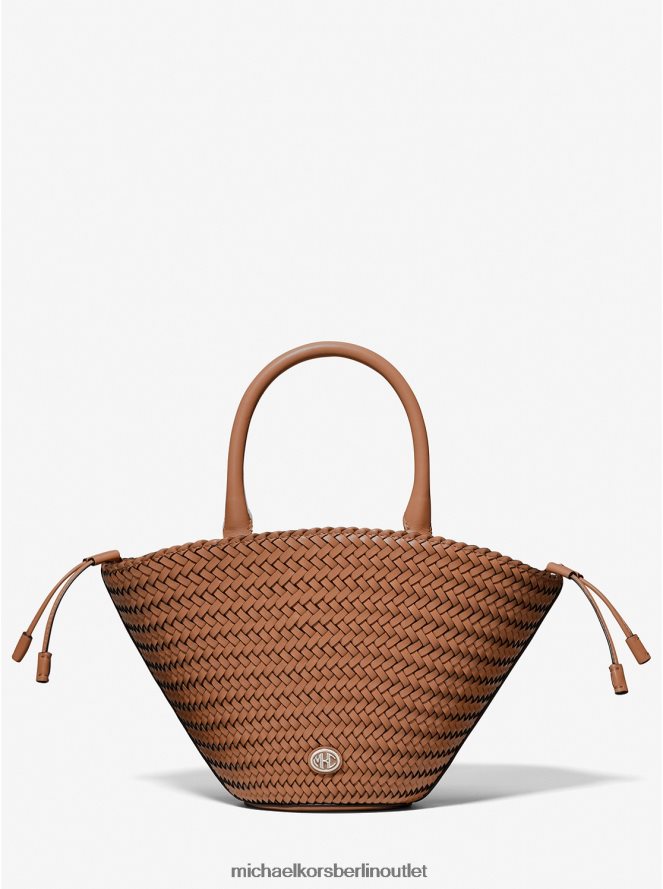 Zubehör de Michael Kors Frauen Kollektion Audrey, Markttasche aus gewebtem Leder Kastanie 404V223948