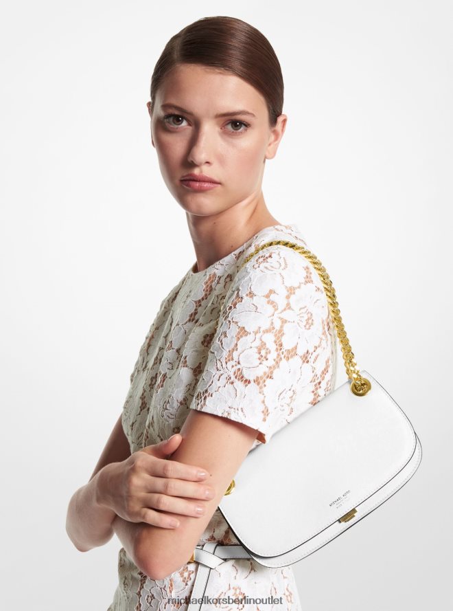 Zubehör de Michael Kors Frauen Kollektion Christie Mini-Umschlagtasche aus Leder Optik weiß 404V223786