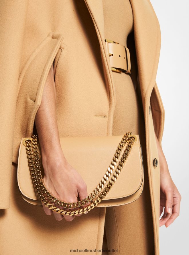 Zubehör de Michael Kors Frauen Kollektion Christie mittelgroße Lederumschlagtasche Kamel 404V223809