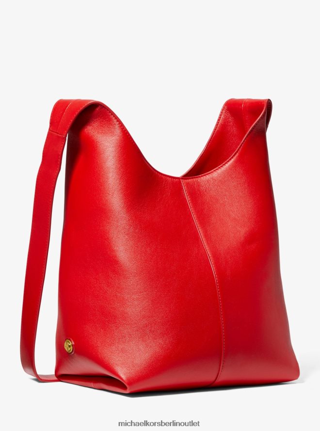 Zubehör de Michael Kors Frauen Kollektion Dede, mittelgroße Hobo-Tasche aus Leder Mohn 404V223766