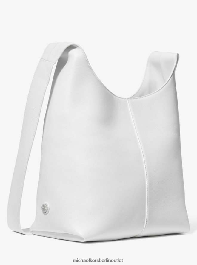 Zubehör de Michael Kors Frauen Kollektion Dede, mittelgroße Hobo-Tasche aus Leder Optik weiß 404V223767